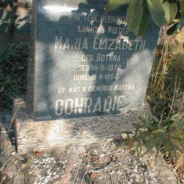 CONRADIE Maria Elizabeth nee BOTHMA 1878-1956