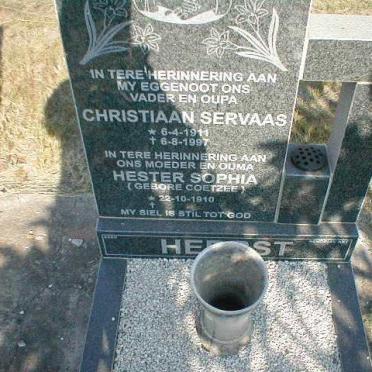 HERBST Christiaan Servaas 1911-1997 &amp; Hester Sophia COETZEE 1910-?