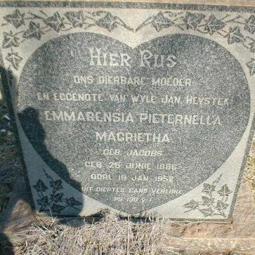 HEYSTER Emmarensia Pieternella Magrietha nee JACOBS 1896-1952