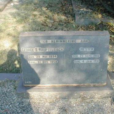 HAUPTFLEISCH George S. 1894-1958 &amp; Hester 1902-1991