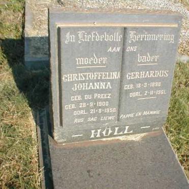 HOLL Gerhardus 1898-1961 &amp; Christoffelina Johanna DU PREEZ 1900-1950