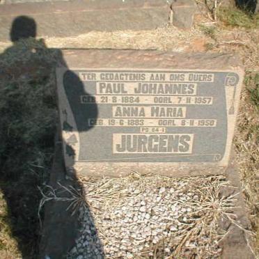 JURGENS Paul Johannes 1884-1957 &amp; Anna Maria 1883-1950
