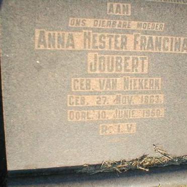 JOUBERT Anna Hester Francina nee VAN NIEKERK 1863-1950