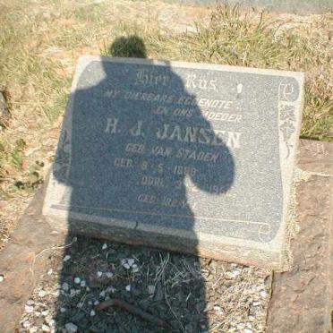 JANSEN H.J. nee VAN STADEN 1889-1951