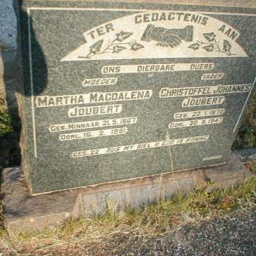 JOUBERT Christoffel Johannes 1870-1947 &amp; Martha Magdalena MINNAAR 1867-1951