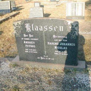 KLAASSEN Andries Petrus 1887-1942 :: KLAASSEN Barend Johannes Nicolas 1912-19?9