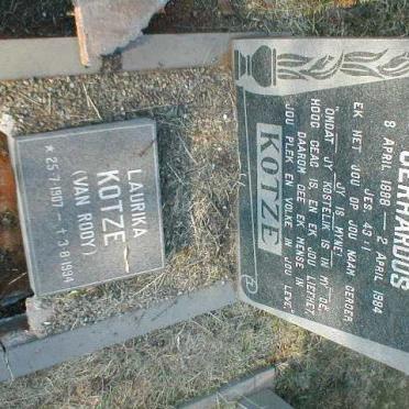 KOTZE David Nicolaas Gerhardus 1888-1984 &amp; Laurika VAN ROOY 1907-1994