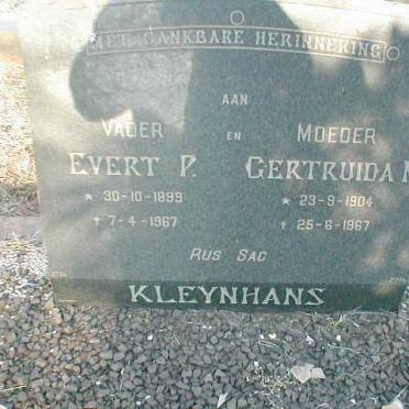 KLEYNHANS Evert P. 1899-1967 &amp; Gertruida M. 1904-1967