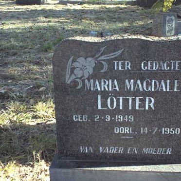 LÖTTER Maria Magdalena 1949-1950