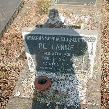 LANGE Johanna Sophia Elizabeth, de nee WELGEMOED 1907-198?