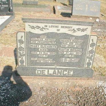 LANGE Martin Richard, de 1887-1954 &amp; Mary Elizabeth Ann 1887-1964
