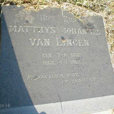 LINGEN Matthys Johannes, van 1882-1962