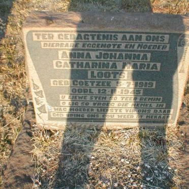 LOOTS Anna Johanna  Catharina Maria nee COETZEE 1919-1945