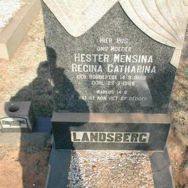 LANDSBERG Hester Mensina Regina Catharina nee ROBBERTSE 1883-1969
