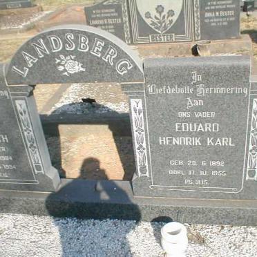 LANDSBERG Eduard Hendrik Karl 1892-1955 &amp; Martha Elizabeth KRUGER 1904-1994