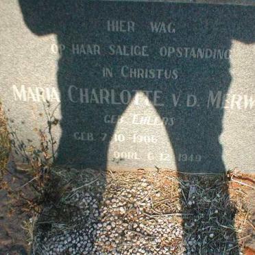 MERWE Maria Charlotte, van der nee EHLERS 1906-1949