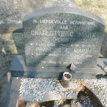 MARX Francois E. 1899-1905 &amp; Charlotte C. HERBST 1905-1979