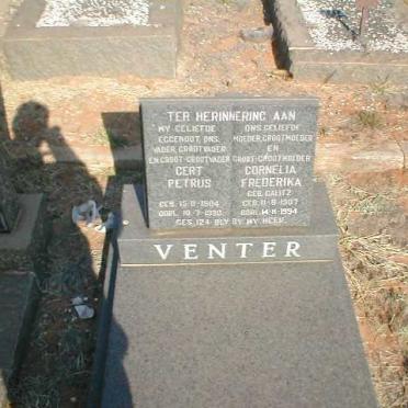 VENTER Cert Petrus 1904-1990 &amp; Cornelia Frederika CALITZ 1907-1994