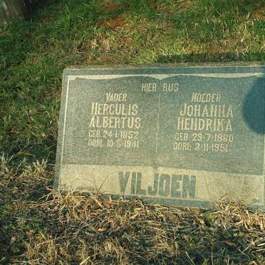 VILJOEN Herculis Albertus 1852-1941 &amp; Johanna Hendrika 1860-1951