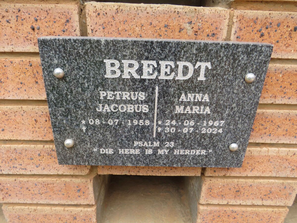BREEDT Petrus Jacobus 1958- & Anna Maria 1967-2024