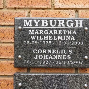 MYBURGH Cornelius Johannes 1927-2007 & Margaretha Wilhelmina 1925-2008