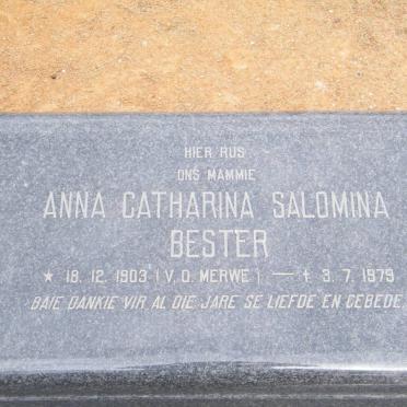 BESTER Anna Catharina Salomina nee v.d. MERWE 1903-1979