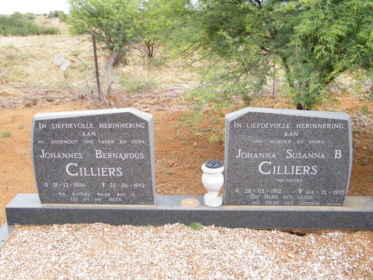 CILLIERS Johannes Bernardus 1906-1992 &amp; Johanna Susanna B. MEINTJIES 1912-1995