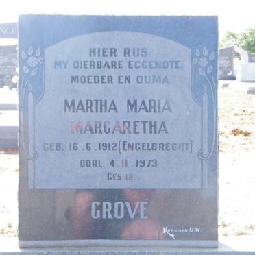 GROVÉ Martha Maria Margaretha nee ENGELBRECHT 1912-1973