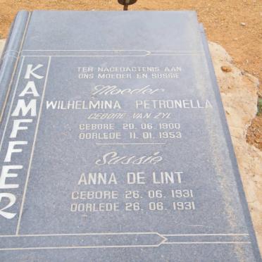 KAMFFER Wilhelmina Petronella nee VAN ZYL 1900-1953 :: KAMFFER Anna De Lint 1931-1931