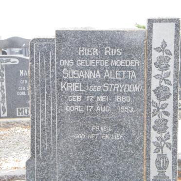 KRIEL Susanna Aletta nee STRYDOM 1880-1953