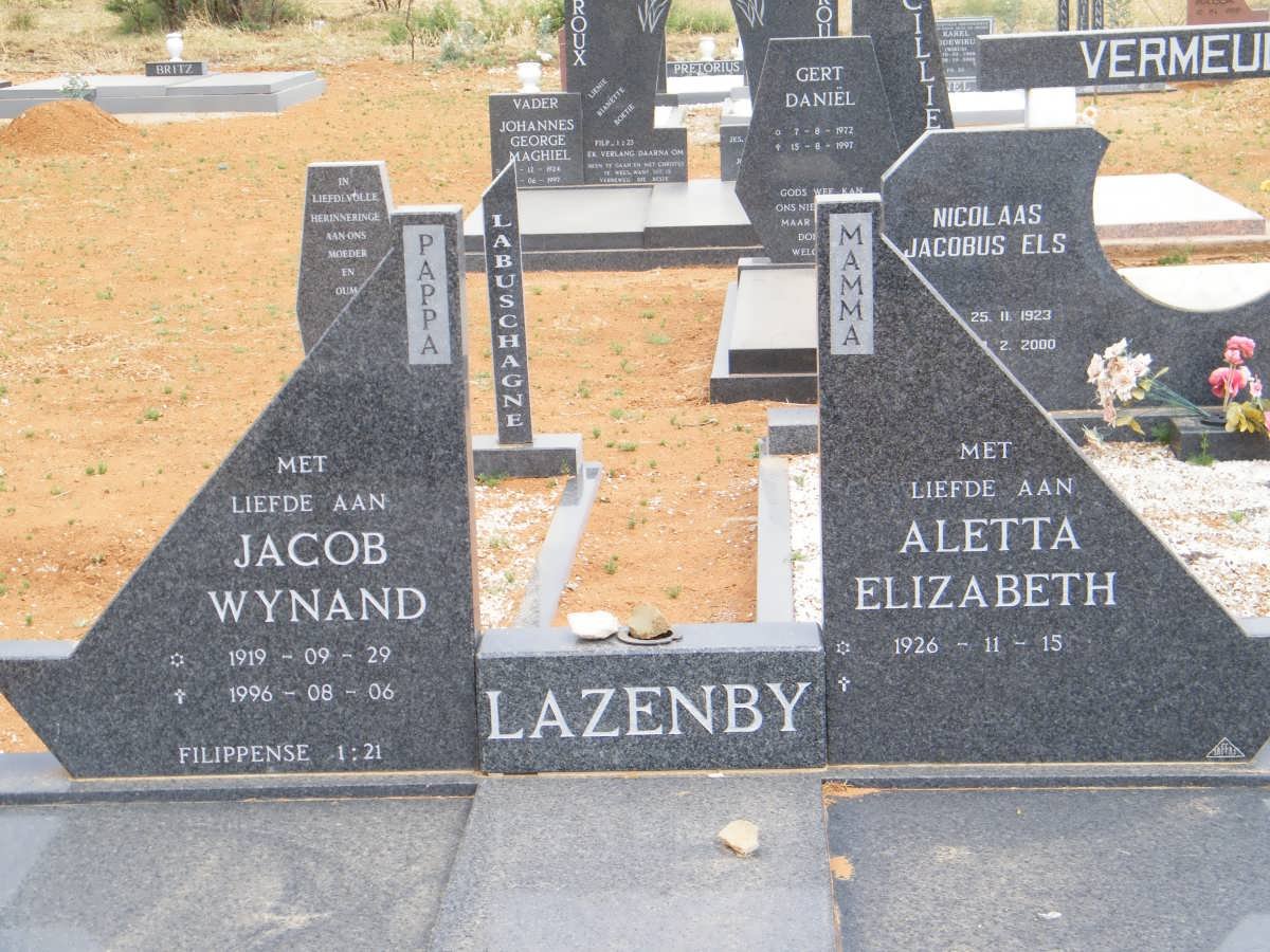 LAZENBY Jacob Wynand 1919-1996 &amp; Aletta Elizabeth 1026-