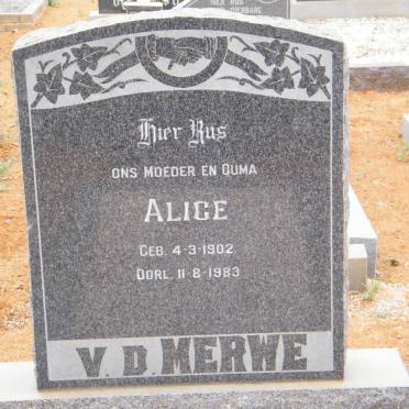 MERWE Alice, v.d. 1902-1983