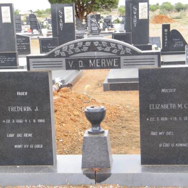 MERWE Frederik J., v.d. 1882-1968 &amp; Elizabeth M.C. 1891-1971