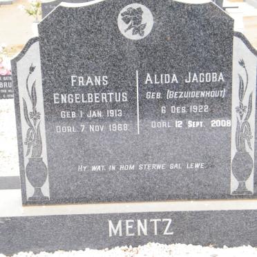 MENTZ Frans Engelbertus 1913-1968 &amp; Alida Jacoba BEZUIDENHOUT 1922-2008