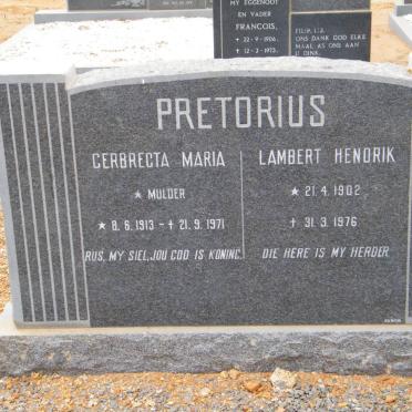 PRETORIUS Lambert Hendrik 1902-1976 &amp; Gerbrecta Maria MULDER 1913-1976