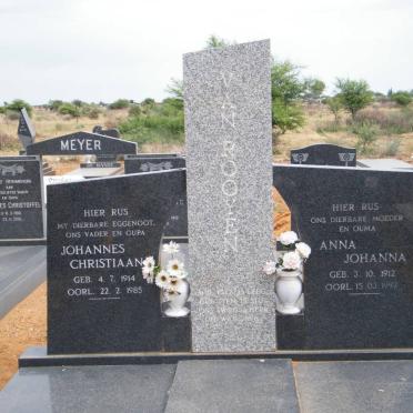 ROOYEN Johannes Christiaan, van 1914-1985 &amp; Anna Johanna 1912-1992
