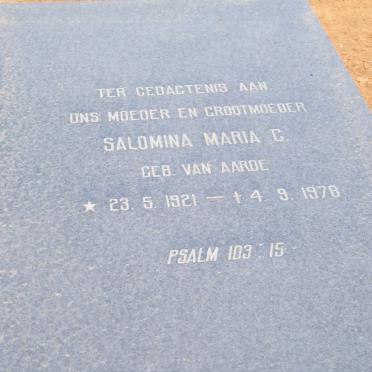 ROOTMAN Salomina Maria C. nee VAN AARDE 1921-1978