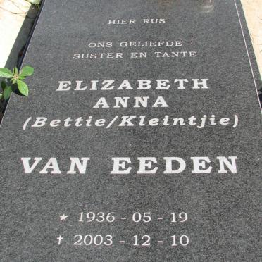EEDEN Elizabeth Anna, van 1936-2003