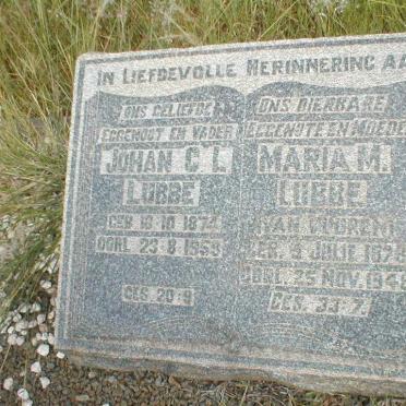 LUBBE Johan C.L. 1874-1958 &amp; Maria M. VAN VUUREN 1878-1948