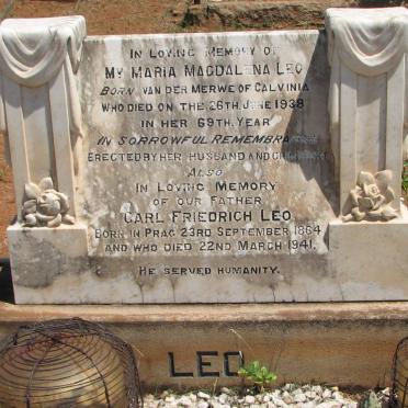 LEO Carl Friedrich 1864-1941 &amp; Maria Magdalena VAN DER MERWE -1938
