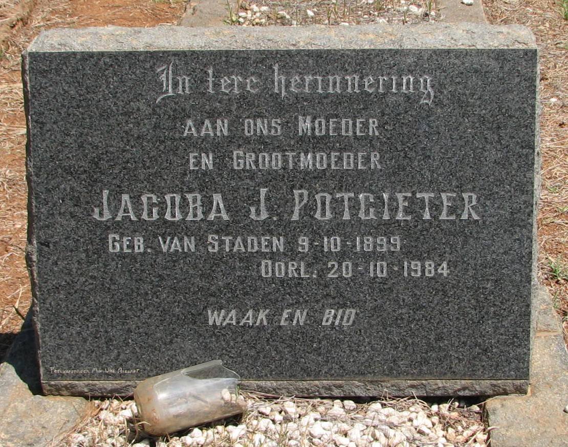 POTGIETER Jacoba J. nee VAN STADEN 1899-1984