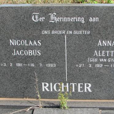 RICHTER Nicolaas Jacobus 1911-1983 &amp; Anna Aletta VAN STADEN 1912-1983