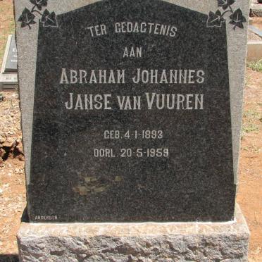 VUUREN Abraham Johannes, Janse van 1893-1959