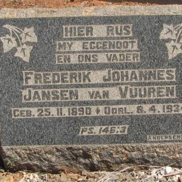 VUUREN Frederik Johannes, Jansen van 1890-1934