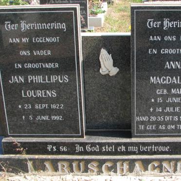 LABUSCHAGNE Jan Phillipus Lourens 1922-1992 &amp; Anna Magdalena MALAN 1928-2004