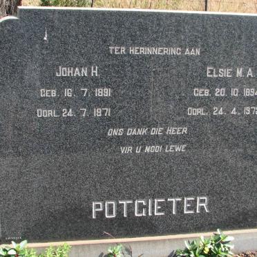 POTGIETER Johan H. 1891-1971 &amp; Elsie M.A. 1894-1972