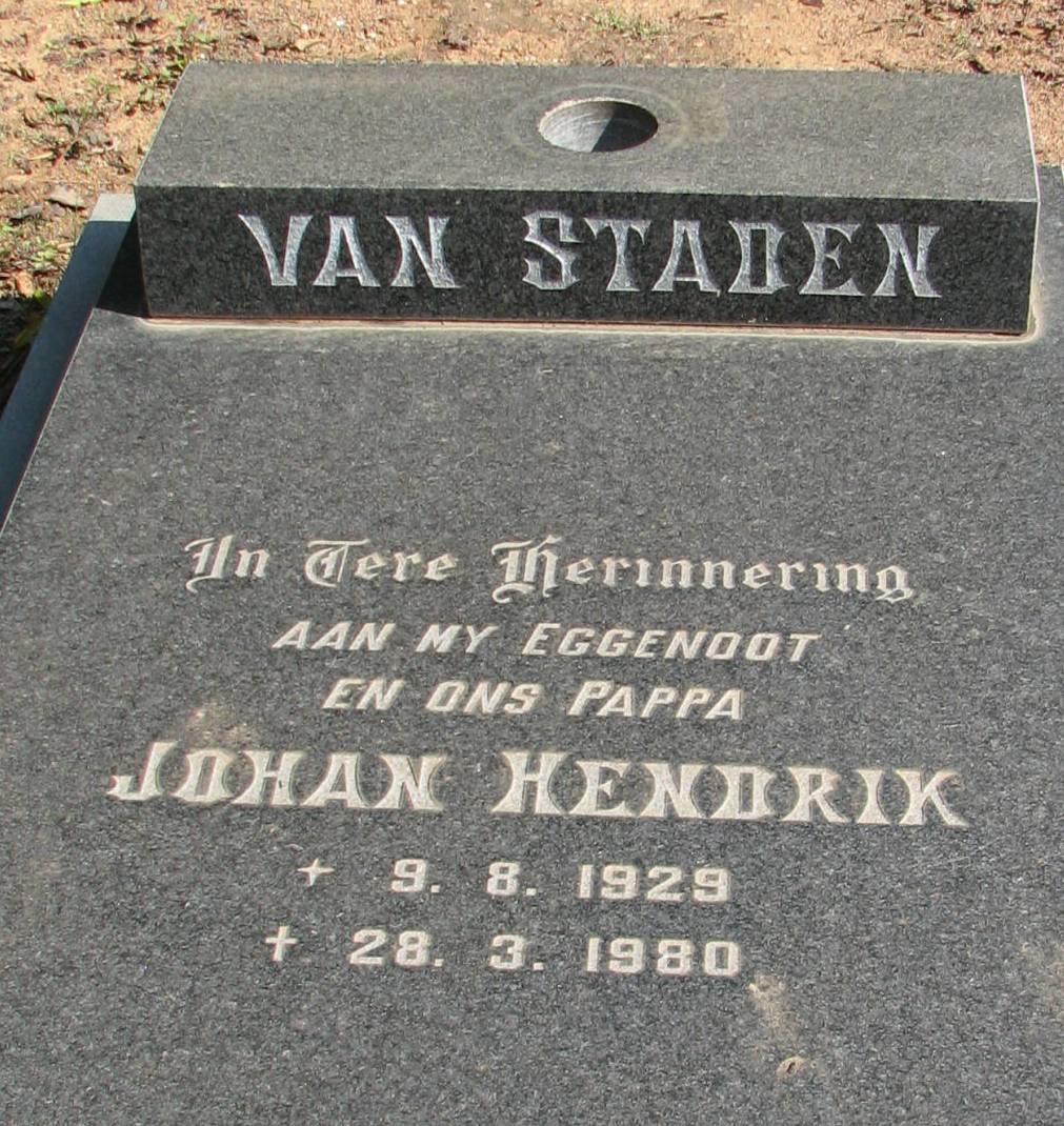 STADEN Johan Hendrik, van 1929-1980