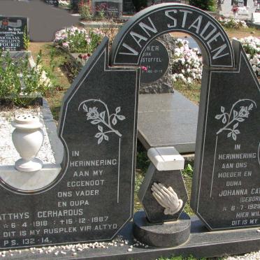 STADEN Matthys Gerhardus, van 1918-1987 &amp; Johanna Catharina Susanna KEULDER 1929-2001