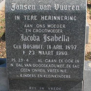 VUUREN Jacoba Isabella, Jansen van nee BOSHOFF 1897-1980