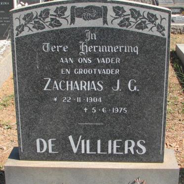 VILLIERS Zacharias J.G., de 1904-1975